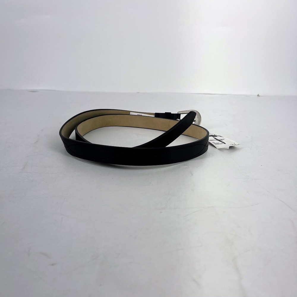 Vince Camuto Womens Black Skinny Belt Silver Buckle VB422403 Size Medium NWT - Picture 3 of 8